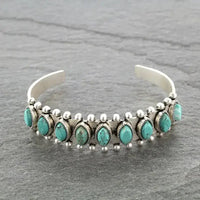Vintage Western Turquoise Bracelet Tibet Bohemian Jewelry - green - Jewelry