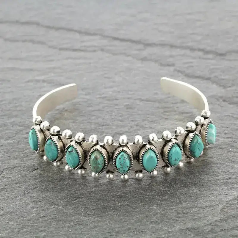 Vintage Western Turquoise Bracelet Tibet Bohemian Jewelry green Jewelry