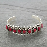 Vintage Western Turquoise Bracelet Tibet Bohemian Jewelry - RED - Jewelry