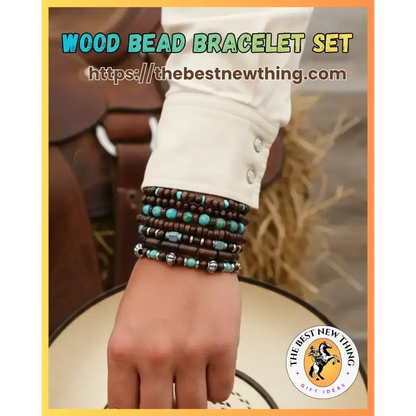 Western Bead Bracelets, Bracelet Sets, Turquoise Strand Bracelets, 7 pcs - The Best New Thing