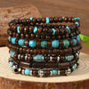 Western Bead Bracelets Bracelet Sets Turquoise Strand Bracelets 7 pcs - brown - Jewelry