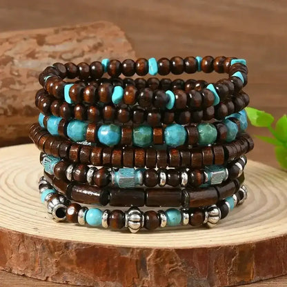 Western Bead Bracelets, Bracelet Sets, Turquoise Strand Bracelets, 7 pcs - The Best New Thing
