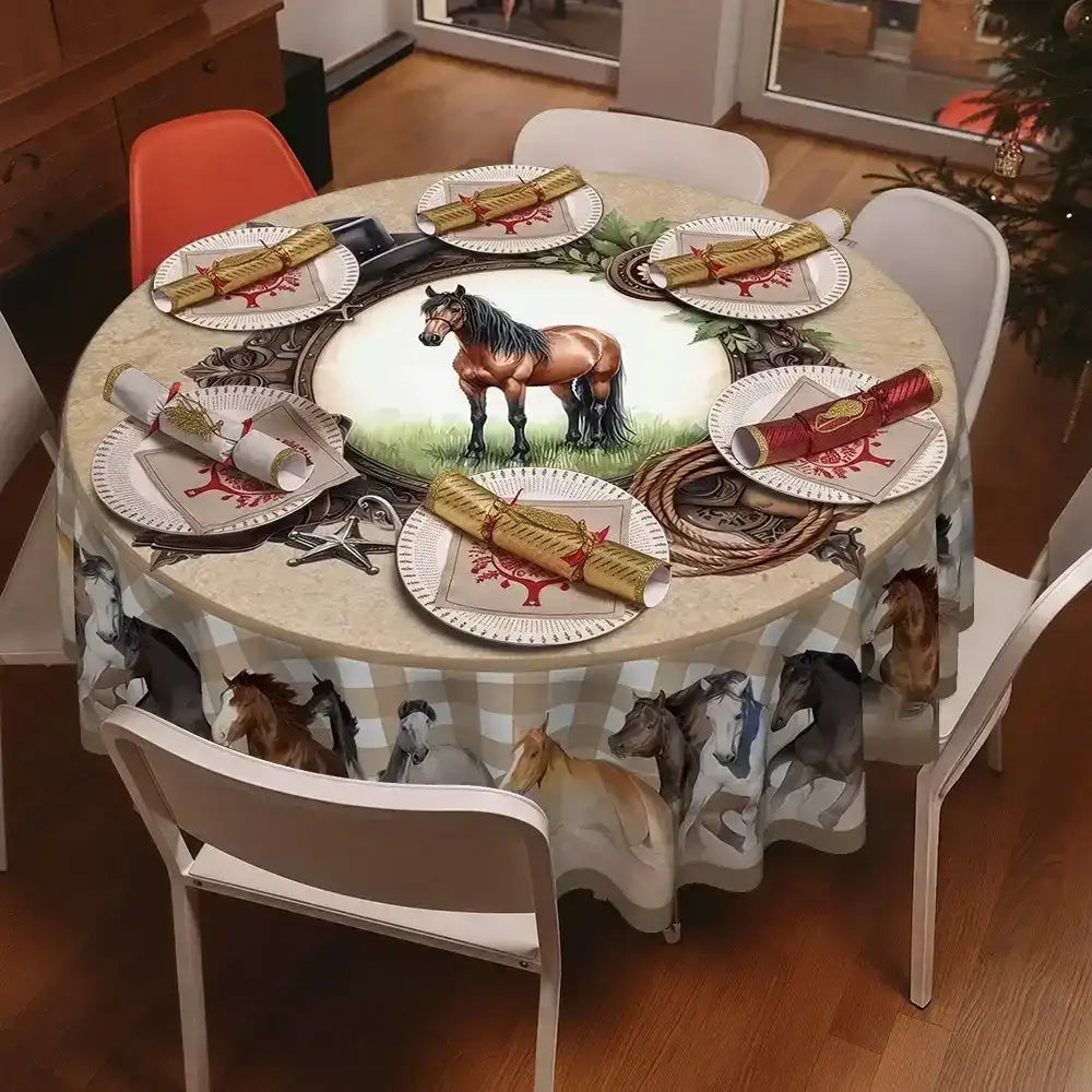 Western Cowboy Horse Round Tablecloth, Western Table Decor - The Best New Thing