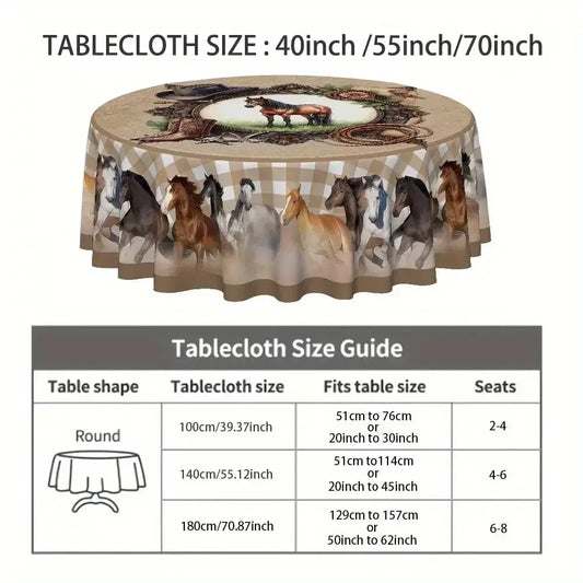 Western Table Decor, Cowboy Horse Round Tablecloth - The Best New Thing