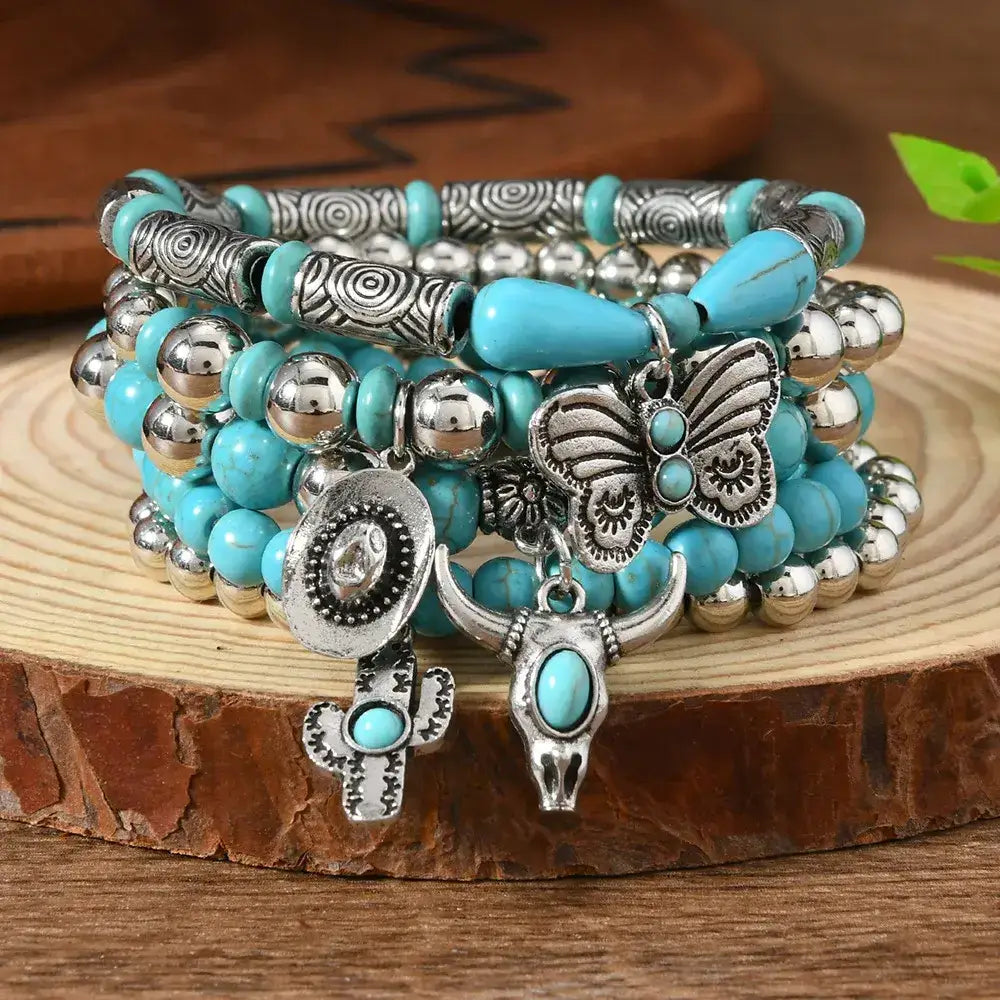 Western Fashion Country Charm Bangle Bracelets Country Style Jewelry 4pcs style 5 Jewelry