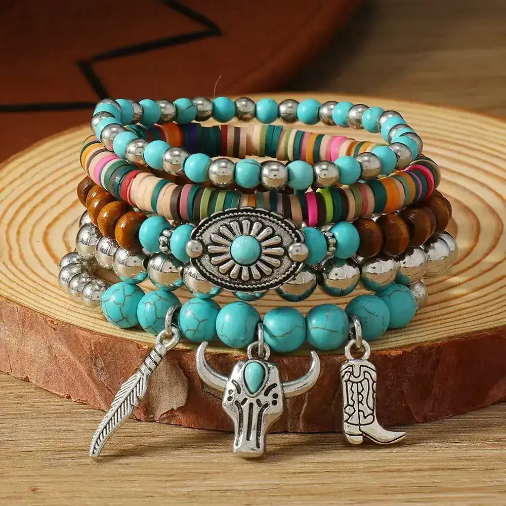 Western Fashion Country Charm Bangle Bracelets Country Style Jewelry 5pcs charms Jewelry