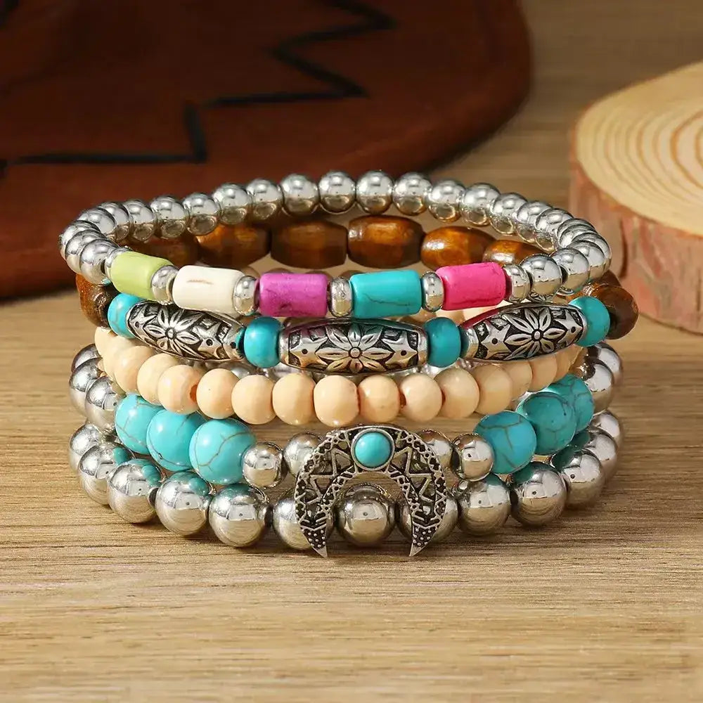 Western Fashion Country Charm Bangle Bracelets Country Style Jewelry 5pcs moon Jewelry