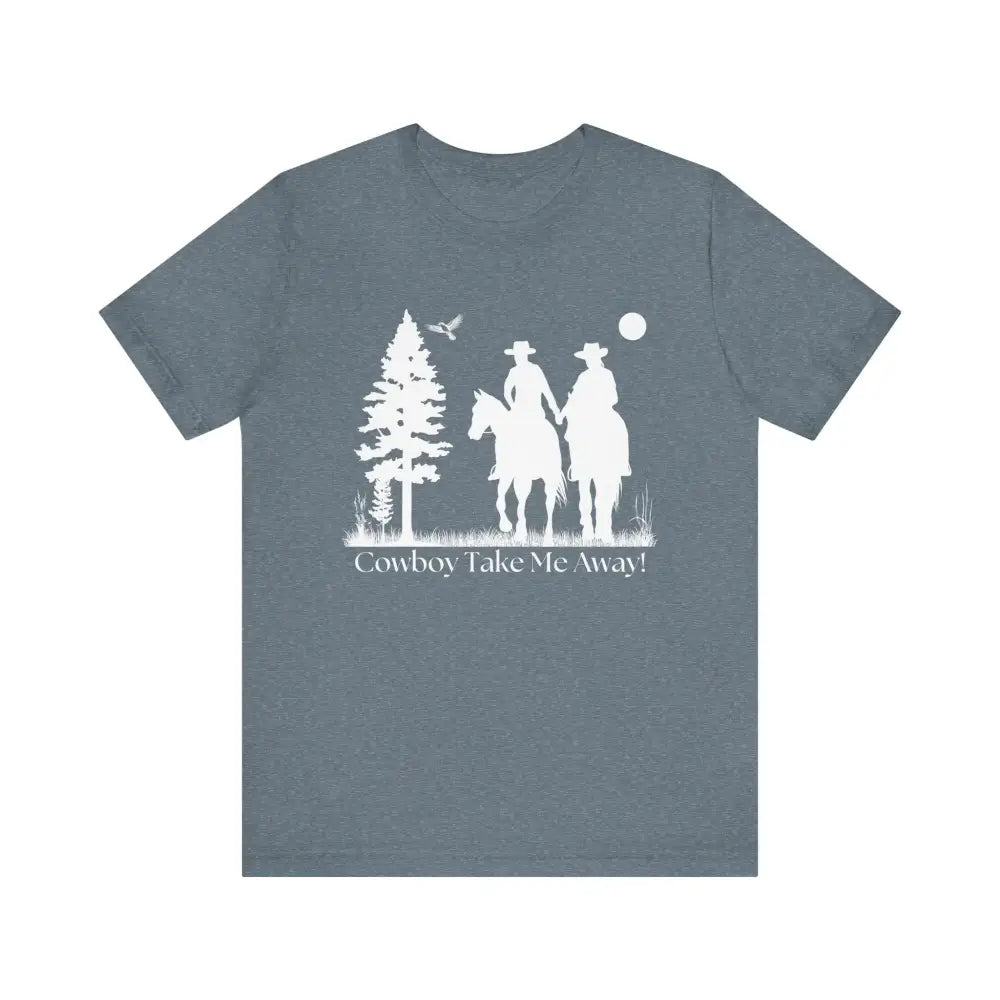 Western T-Shirt Couples Tee Country Style Women Short Sleeve Shirt Horse Lover Shirt - Heather Slate / XS - T-Shirt
