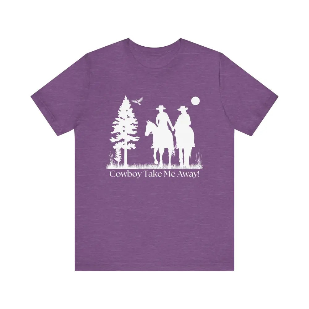 Western T-Shirt Couples Tee Country Style Women Short Sleeve Shirt Horse Lover Shirt - Heather Team Purple / XS