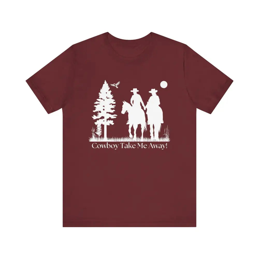 Western T-Shirt Couples Tee Country Style Women Short Sleeve Shirt Horse Lover Shirt - Heather Cardinal / XS - T-Shirt