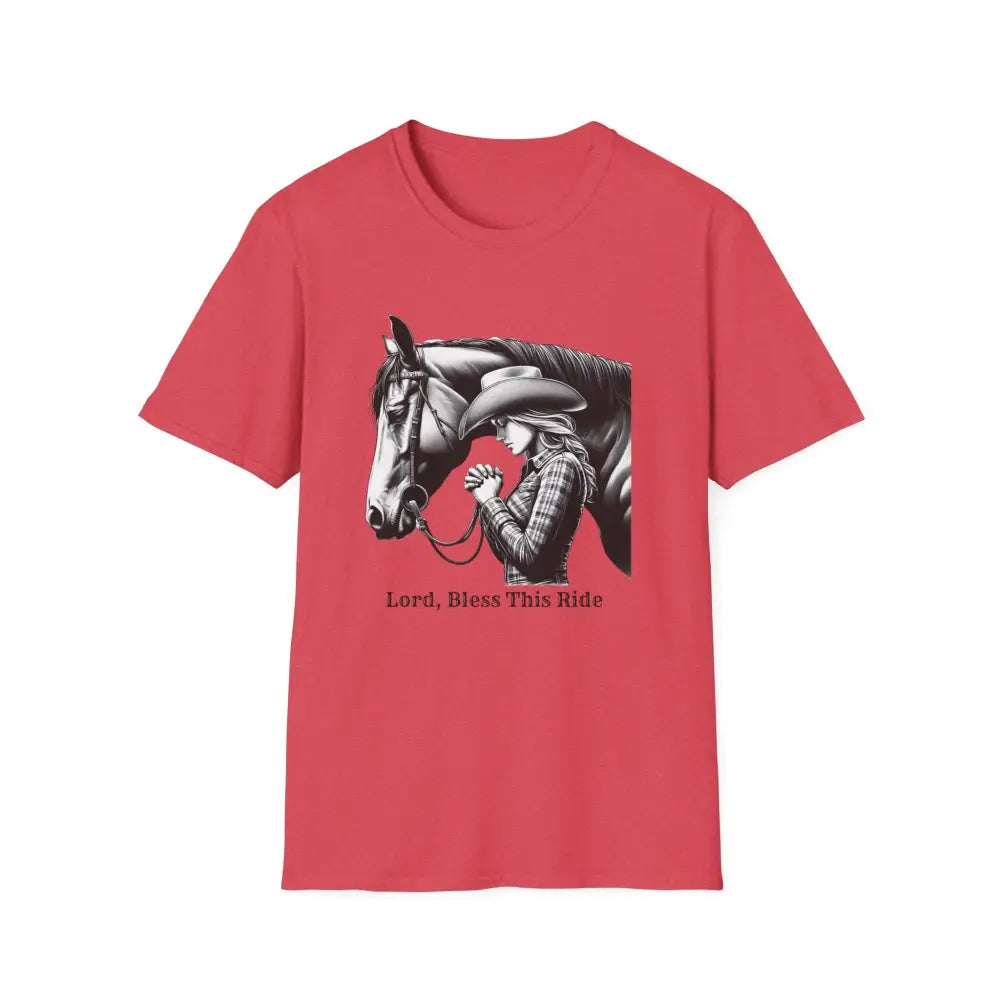 Western Women’s Prayer T-Shirt Equestrian Cowgirl Fashion Gift Country Girl Apparel - S / Heather Red - T-Shirt