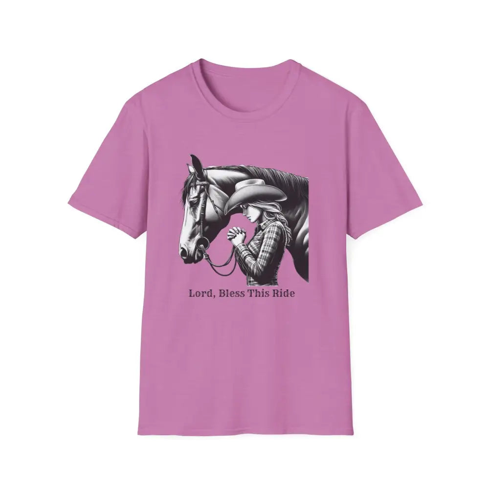 Western Women’s Prayer T-Shirt Equestrian Cowgirl Fashion Gift Country Girl Apparel - S / Heather Radiant Orchid