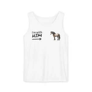 Woman Horse Lovers Summer Tank Top. Summer T-Shirt I’m with Him Women’s Shirt - White / XS - Tank Top