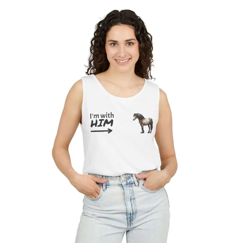 Woman Horse Lovers Summer Tank Top. Summer T-Shirt I’m with Him Women’s Shirt - Tank Top