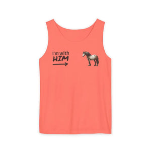 Woman Horse Lovers Summer Tank Top. Summer T-Shirt I’m with Him Women’s Shirt - Neon Red Orange / XS - Tank Top