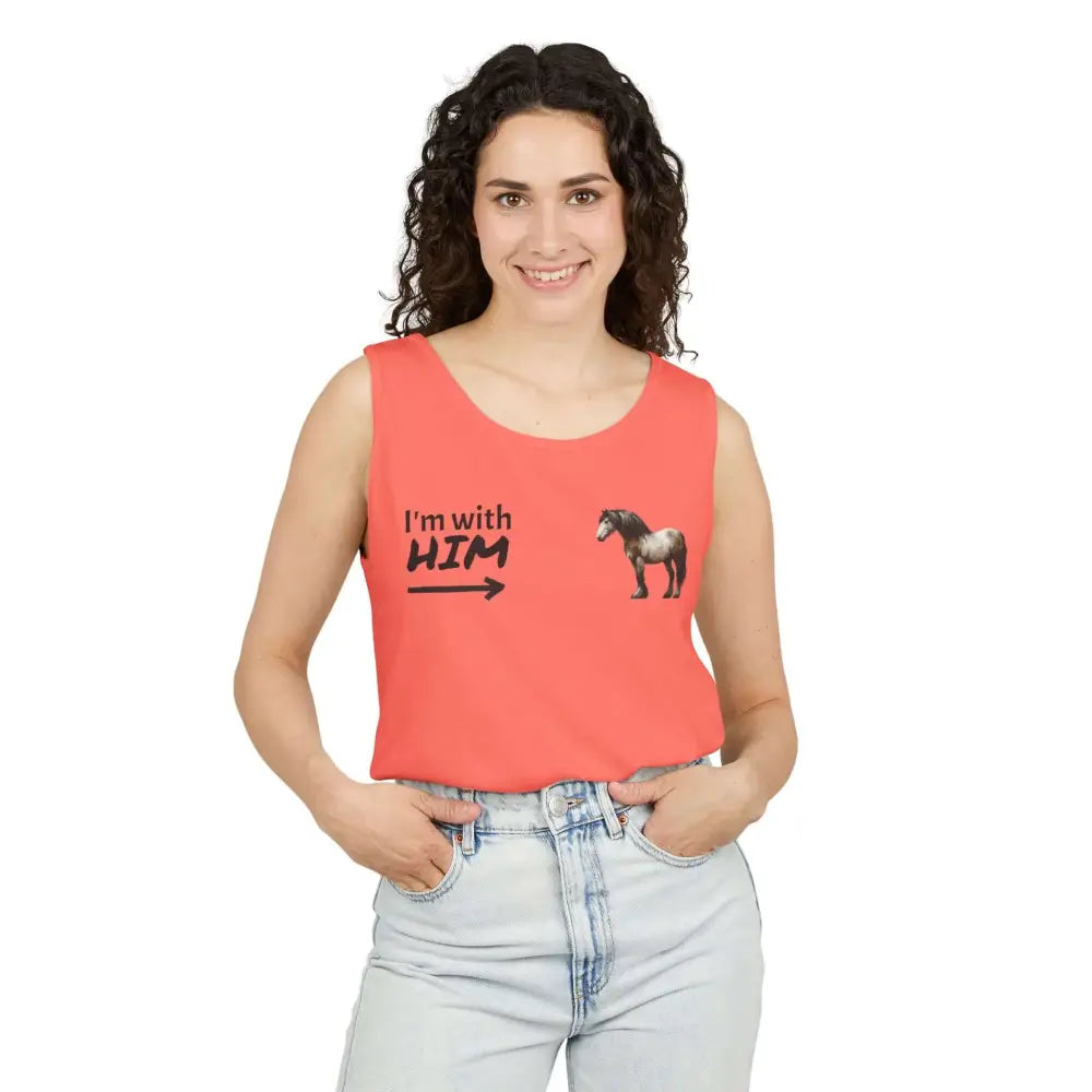 Woman Horse Lovers Summer Tank Top. Summer T-Shirt I’m with Him Women’s Shirt - Tank Top