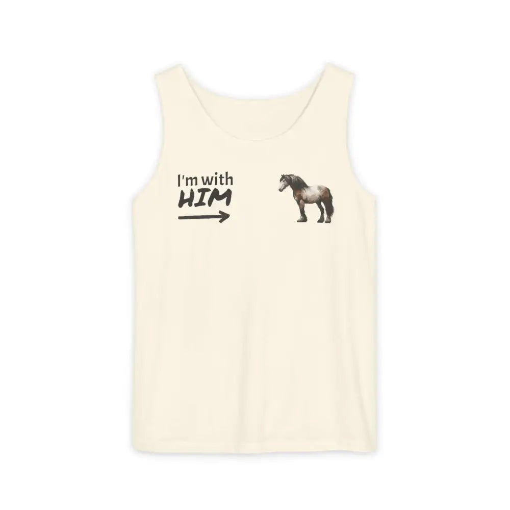 Woman Horse Lovers Summer Tank Top. Summer T-Shirt I’m with Him Women’s Shirt - Ivory / S - Tank Top