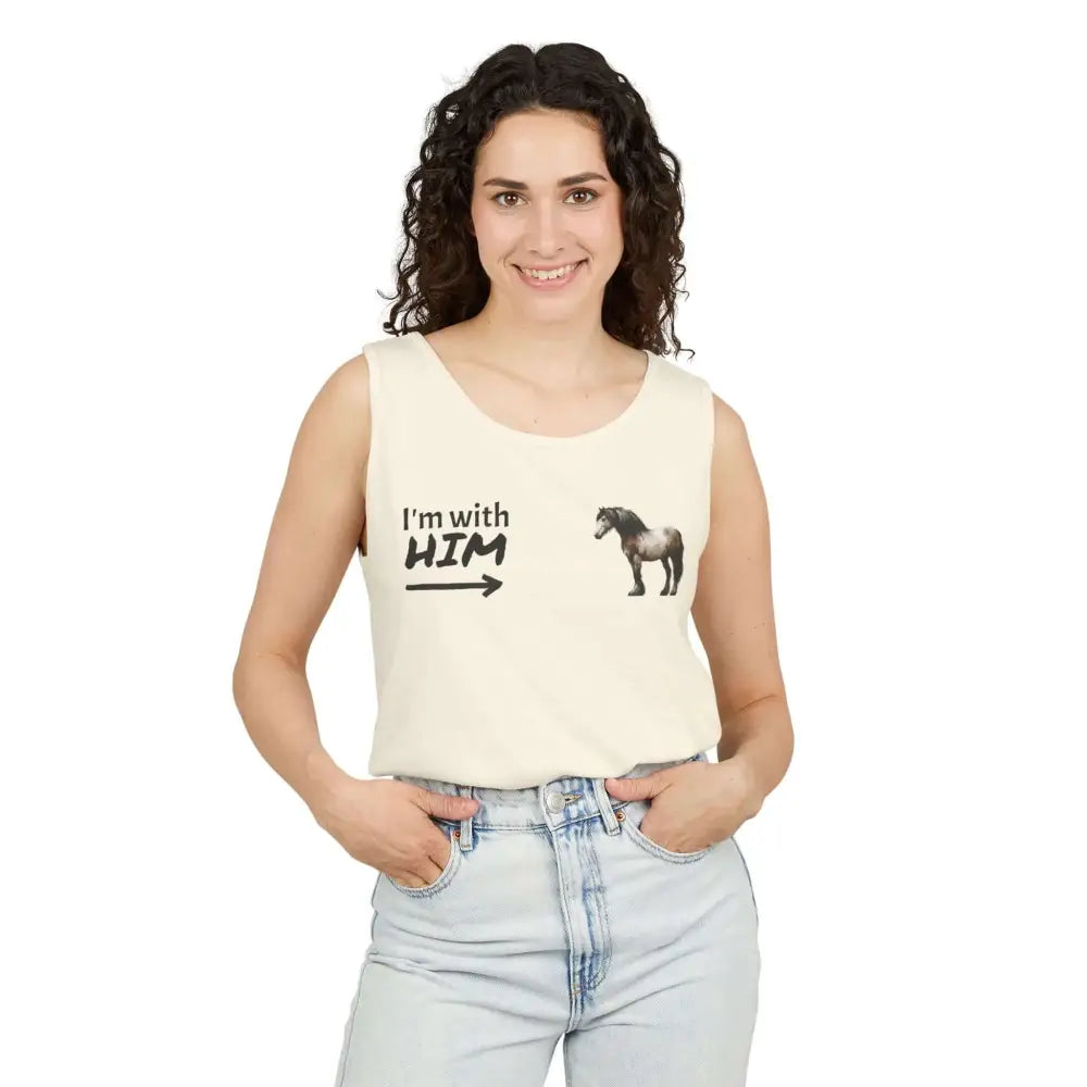 Woman Horse Lovers Summer Tank Top. Summer T-Shirt I’m with Him Women’s Shirt - Tank Top