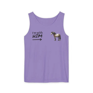 Woman Horse Lovers Summer Tank Top. Summer T-Shirt I’m with Him Women’s Shirt - Violet / XS - Tank Top