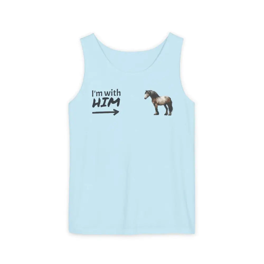 Woman Horse Lovers Summer Tank Top. Summer T-Shirt I’m with Him Women’s Shirt - Chambray / XS - Tank Top