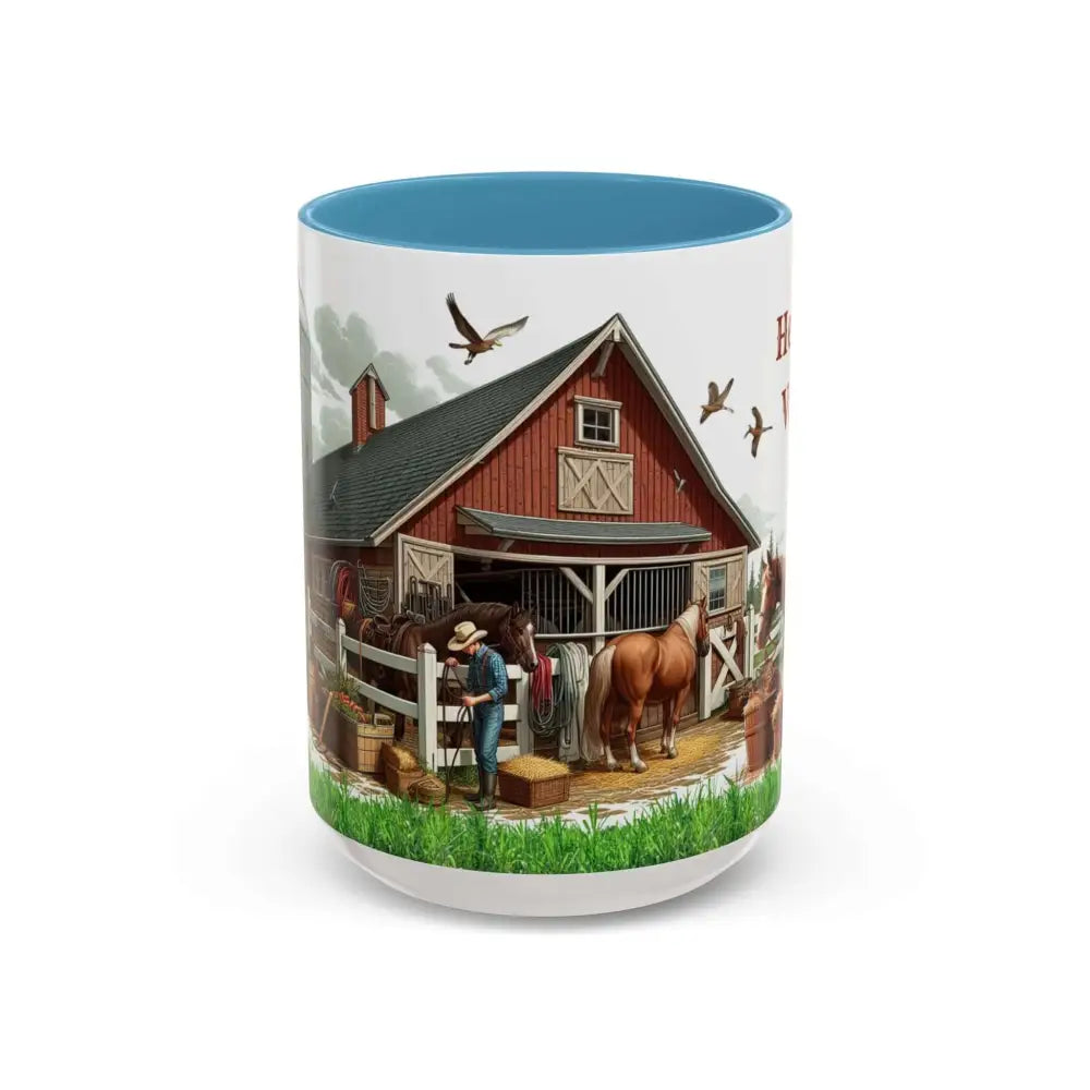 Working Rancher and Cowgirl No Vacation Coffee Mug 15oz / Light Blue Mug