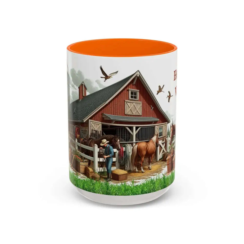 Working Rancher and Cowgirl No Vacation Coffee Mug 15oz / Orange Mug