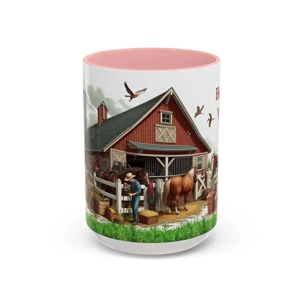 Working Rancher and Cowgirl No Vacation Coffee Mug 15oz / Pink Mug