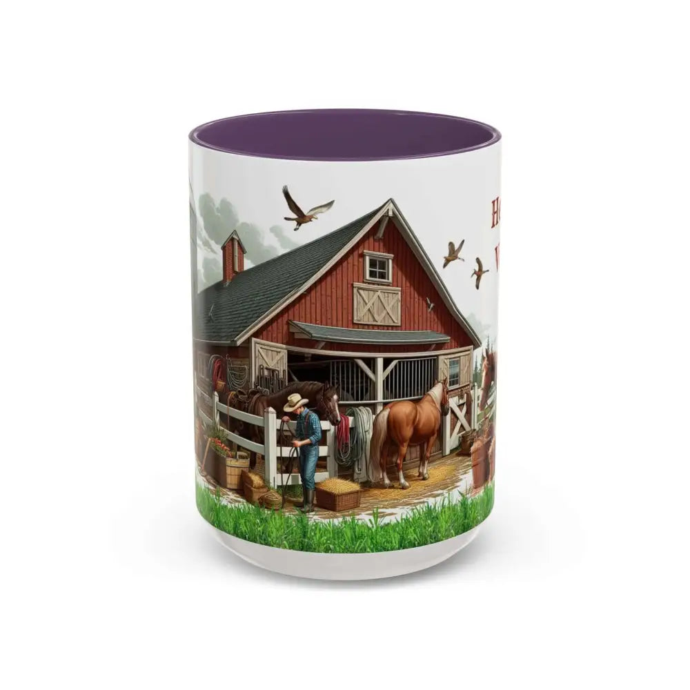 Working Rancher and Cowgirl No Vacation Coffee Mug 15oz / Purple Mug