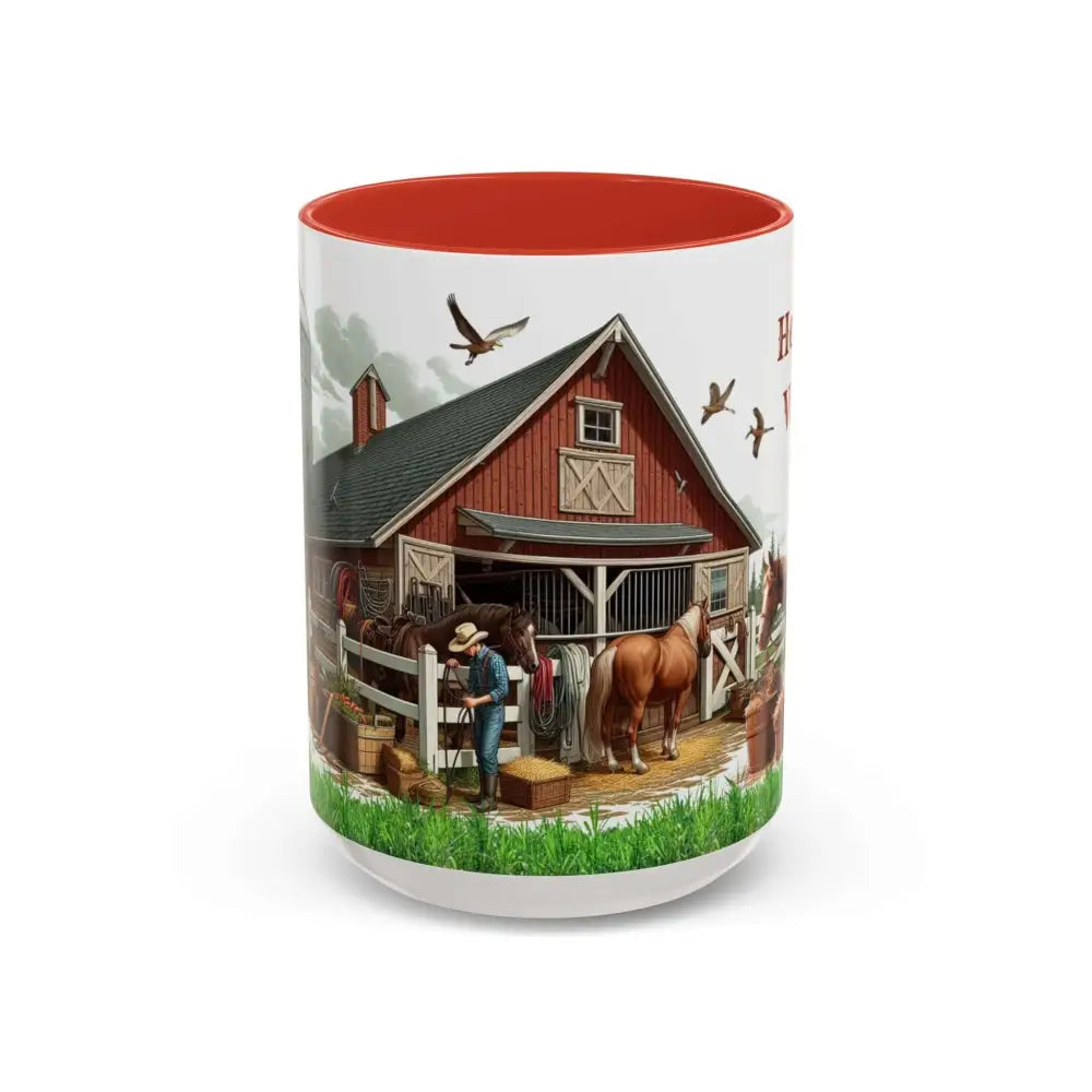 Working Rancher and Cowgirl No Vacation Coffee Mug 15oz / Red Mug