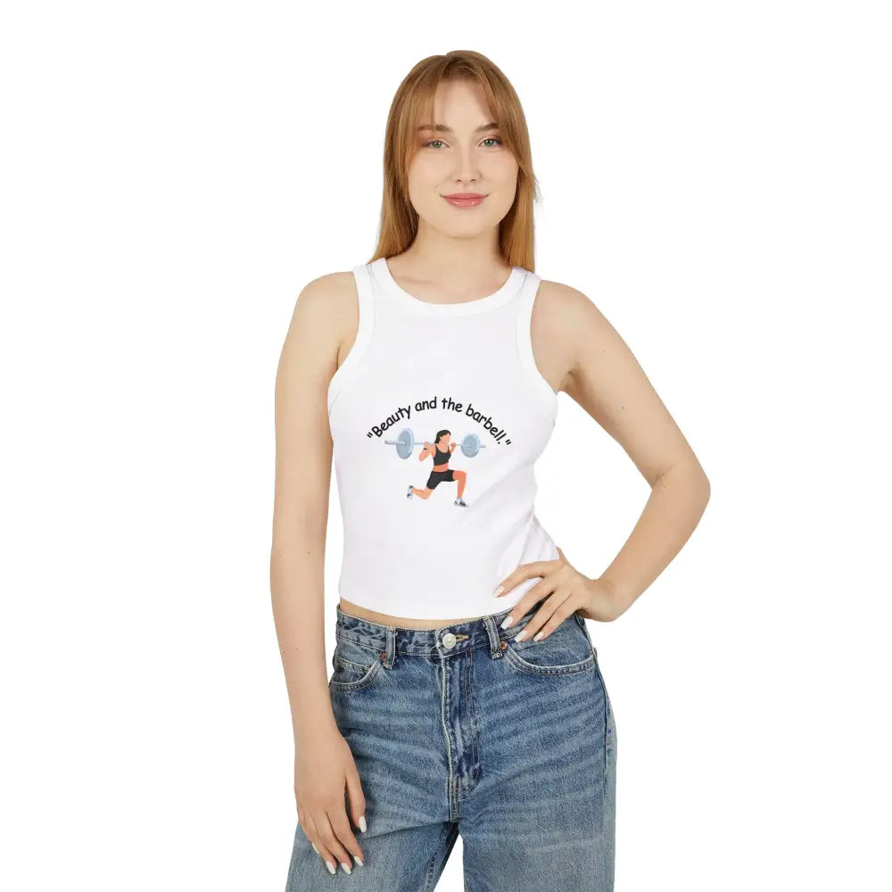 Workout Barbell Fitness Tank Top Women’s Micro Rib Racer Tank Top Workout Fitness Top - Tank Top