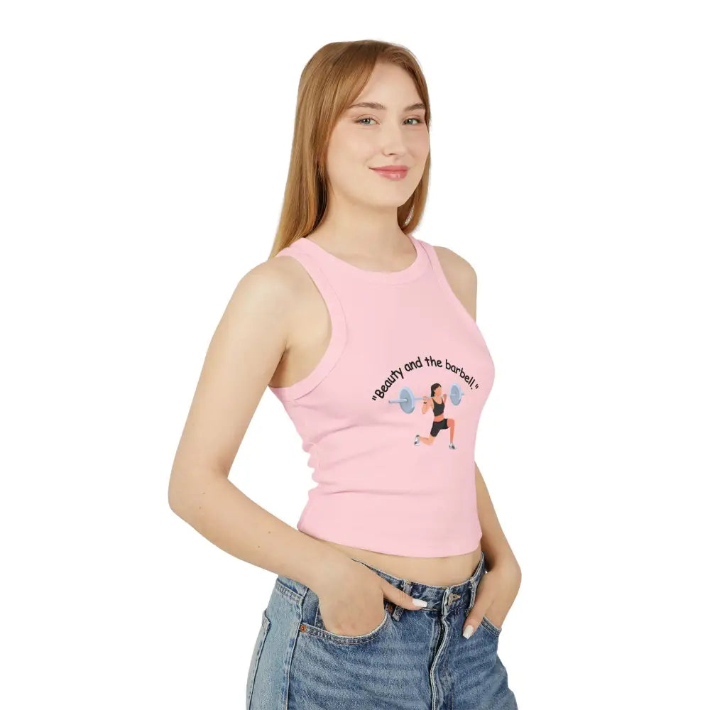 Workout Barbell Fitness Tank Top Women’s Micro Rib Racer Tank Top Workout Fitness Top - Tank Top