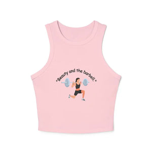 Workout Barbell Fitness Tank Top Women’s Micro Rib Racer Tank Top Workout Fitness Top Solid Pink Blend / XS Tank Top
