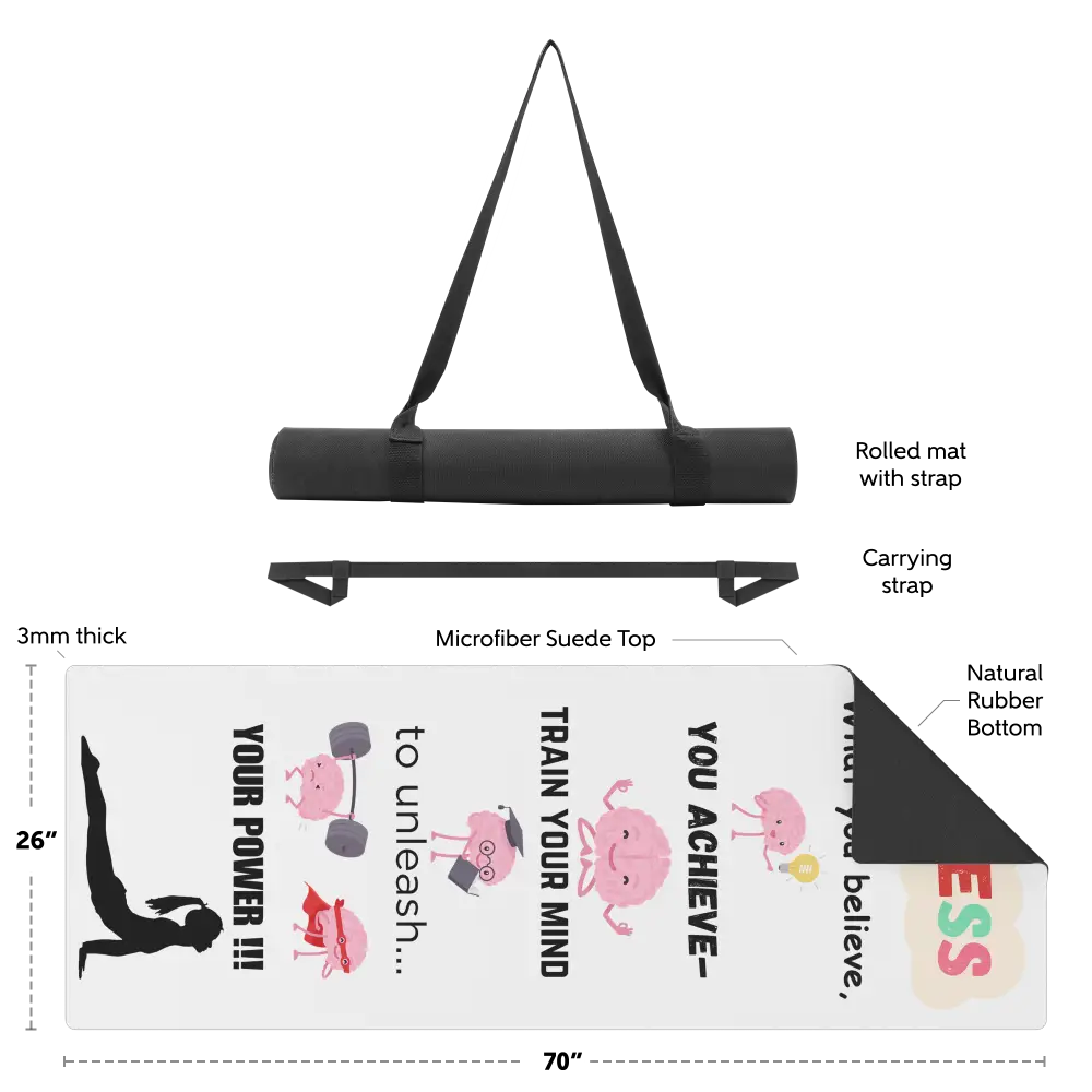 Yoga Mat Pilates Mat Fitness Mat Custom Designed Train Your Brain Workout Mat Yoga Mat