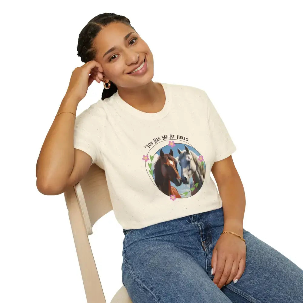 You Had Me at Hello Tee Equestrian T Shirt Horse Lover Gift Activewear