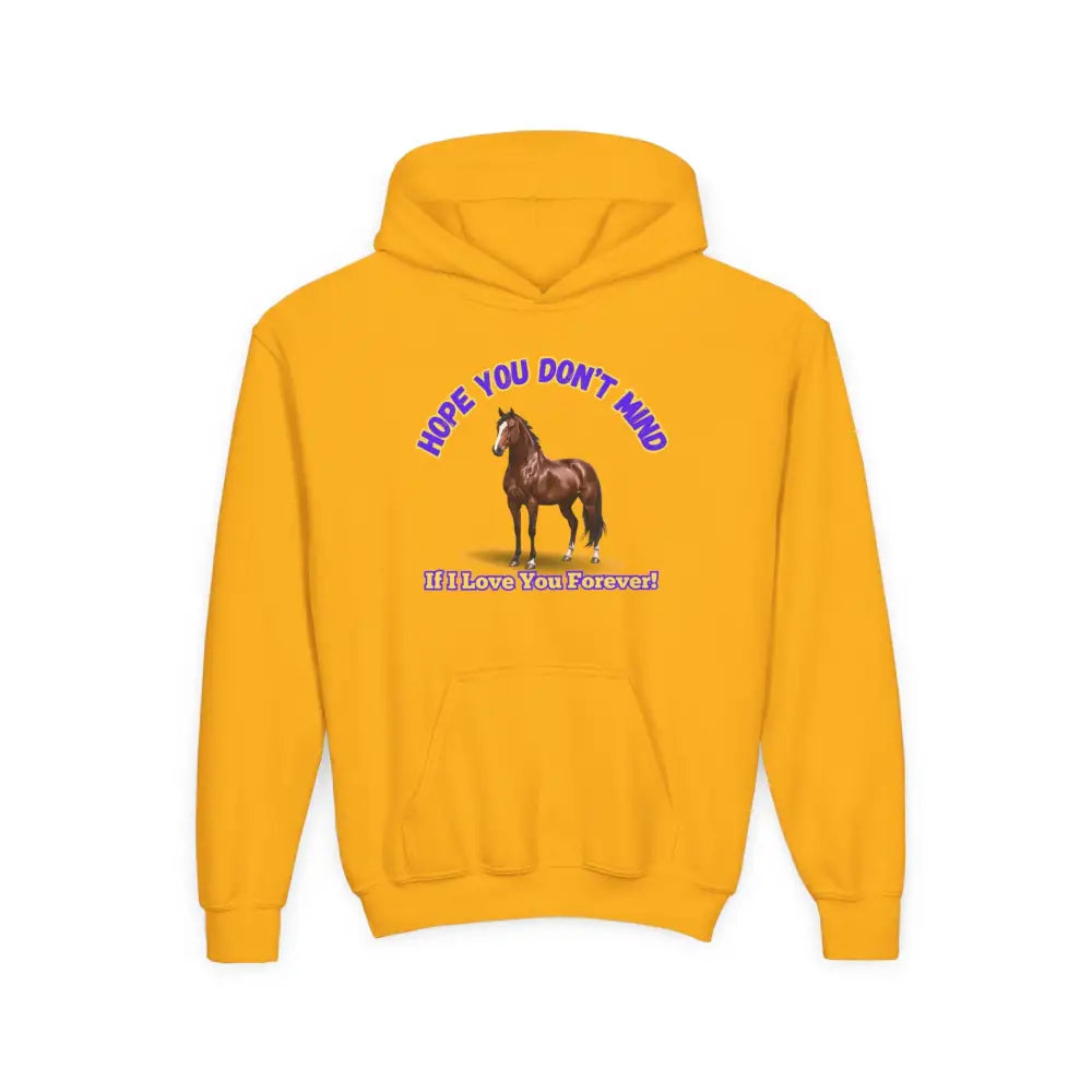 Youth Hoodie - Funny Horse Graphic Farm Apparel Hoodie for Kids - S / Gold - Kids clothes