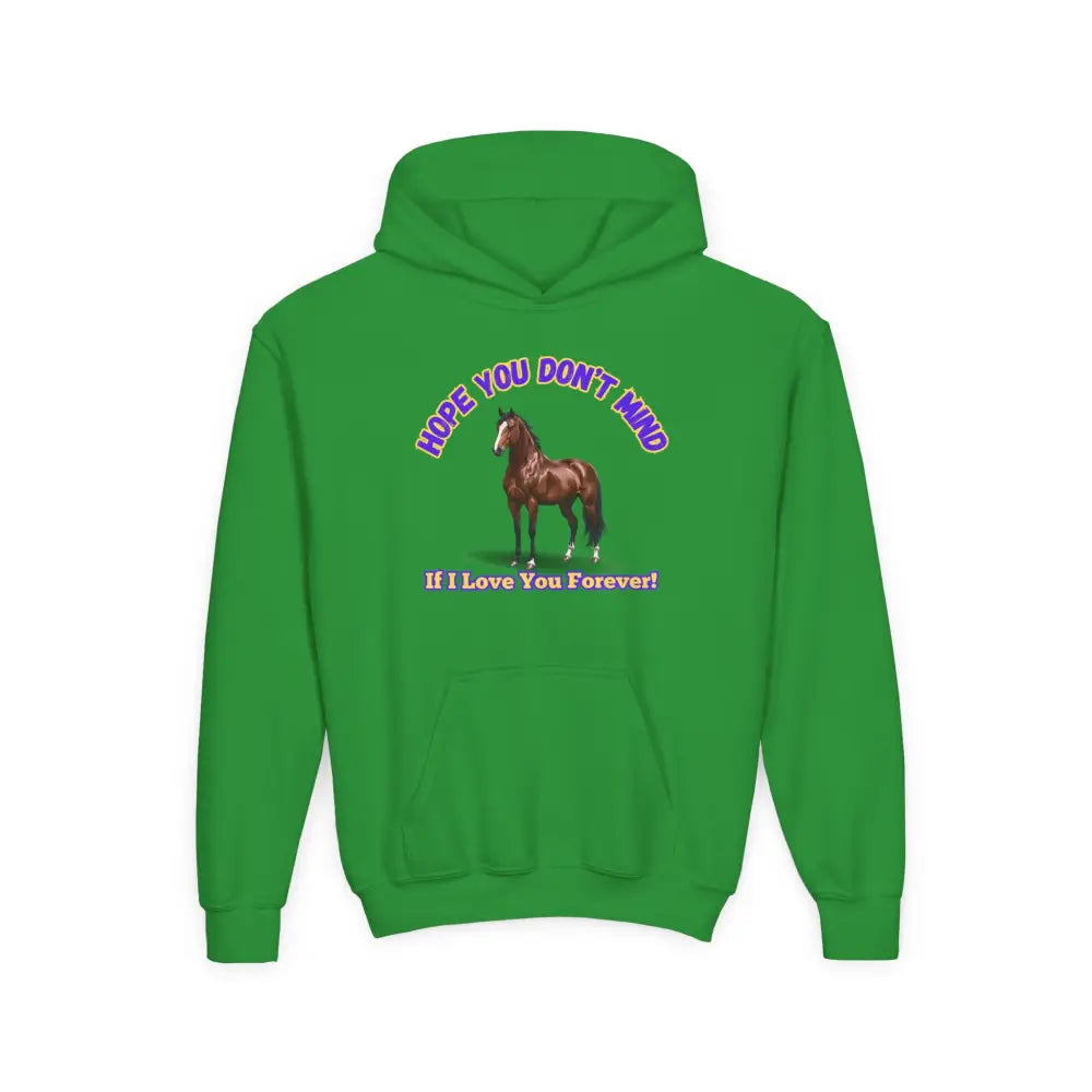 Youth Hoodie - Funny Horse Graphic Farm Apparel Hoodie for Kids - S / Irish Green - Kids clothes