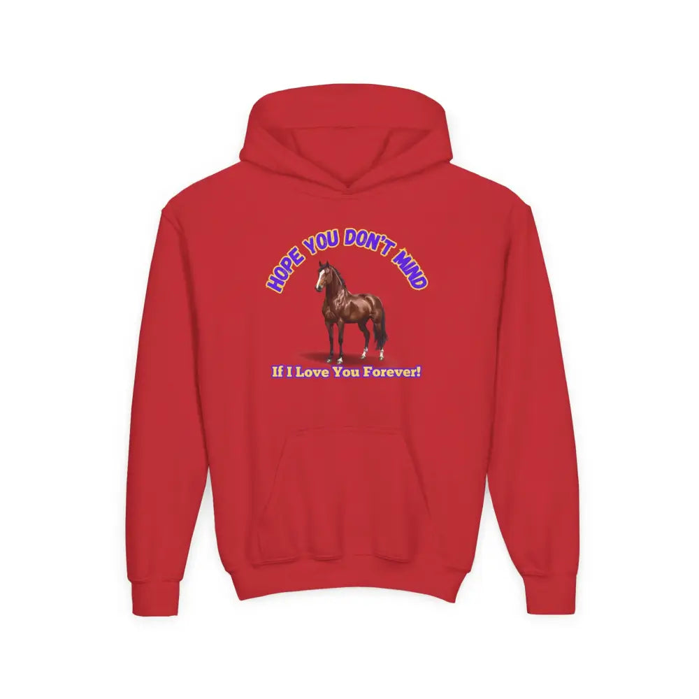 Youth Hoodie - Funny Horse Graphic Farm Apparel Hoodie for Kids - S / Red - Kids clothes
