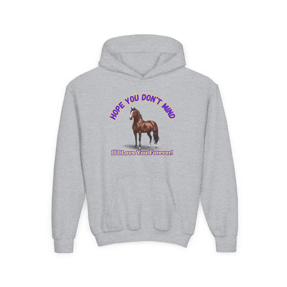Youth Hoodie - Funny Horse Graphic Farm Apparel Hoodie for Kids - S / Sport Grey - Kids clothes